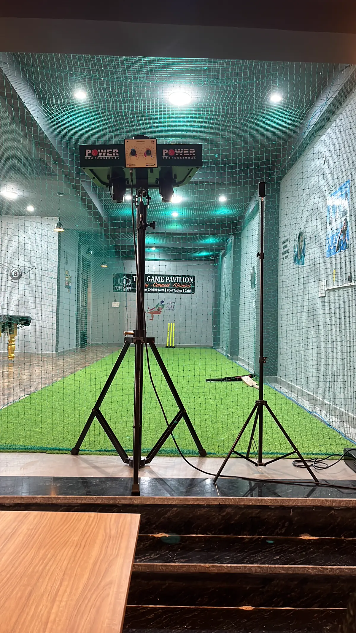 Indoor cricket nets and bowling machine at THE GAME PAVILION